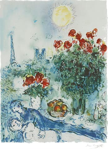 פרחים בפאריז מאת מארק שאגאל - ליטוגרפיות | גלריה רעות