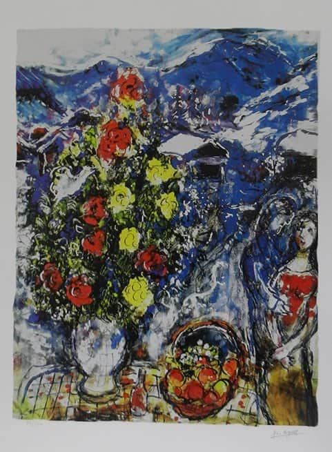 פרחי הכפר מאת מארק שאגאל - ליטוגרפיות | גלריה רעות