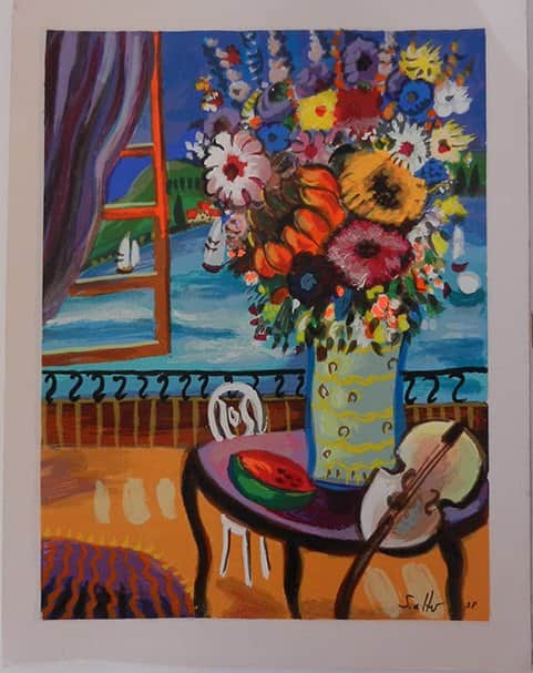 פרחים ומוסיקה מאת אלטר שלמה - ליטוגרפיות | גלריה רעות