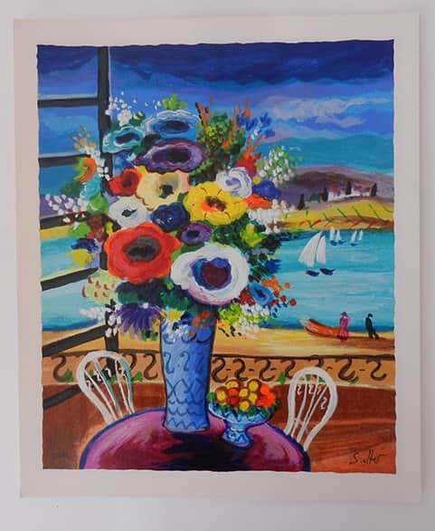 פרחים ואגם - אלטר שלמה