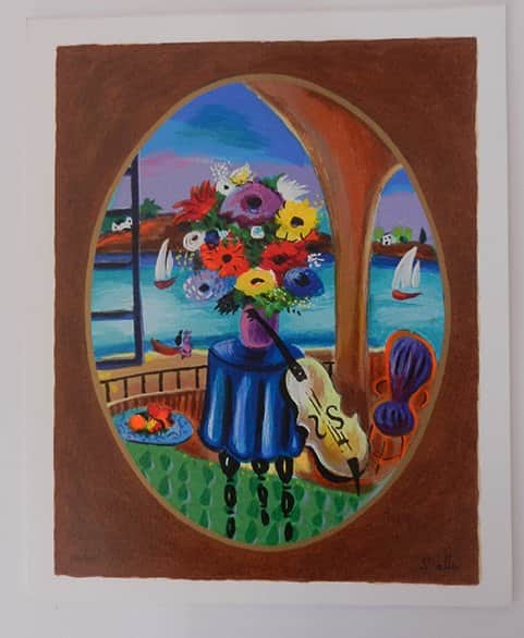 צלו ופרחים מאת אלטר שלמה - ליטוגרפיות | גלריה רעות