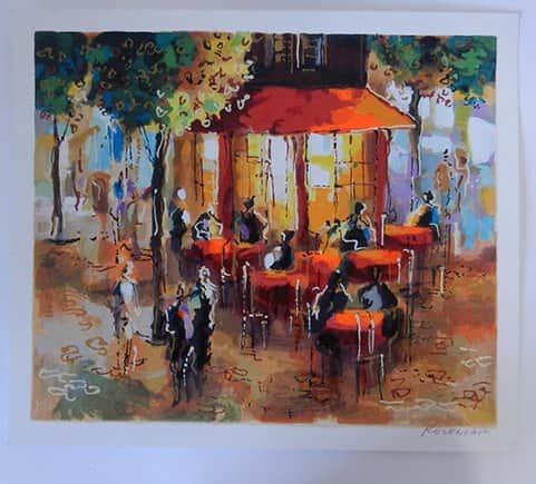 קפה בעיירה מאת מיכאל רוזנווין - ליטוגרפיות | גלריה רעות