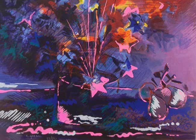 פרחים בסגול מאת אלי גרבל - ליטוגרפיות | גלריה רעות