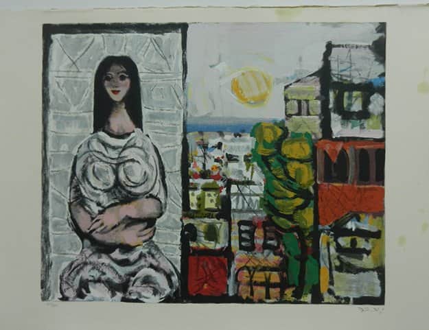 אישה בחיפה מאת יעקב וכסלר - ליטוגרפיות | גלריה רעות