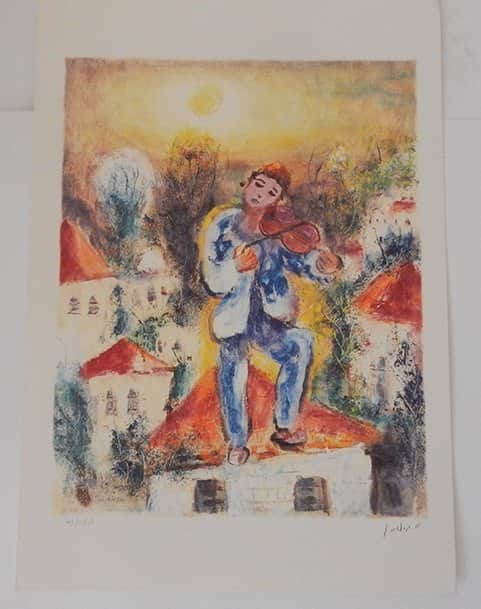 כנר על הגג מאת אלברט גולדמן - ליטוגרפיות | גלריה רעות