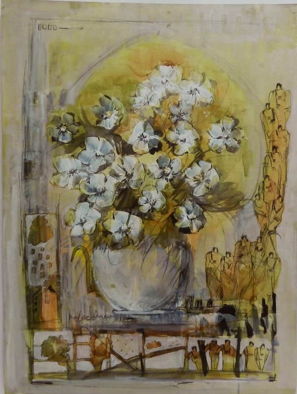 פרחים לבנים מאת אירית קלכמן - ליטוגרפיות | גלריה רעות