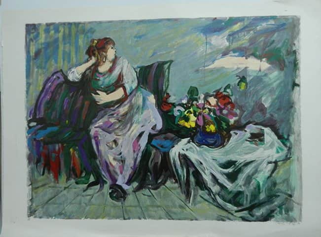 גברת בספה מאת אסתר פרץ ארד - ליטוגרפיות | גלריה רעות