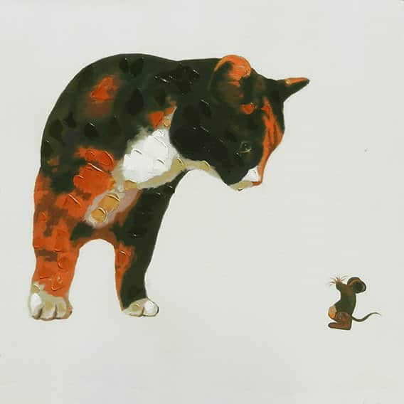 העכבר והחתול מאת הדפסה על קנבס - הדפסות על קנבס | גלריה רעות