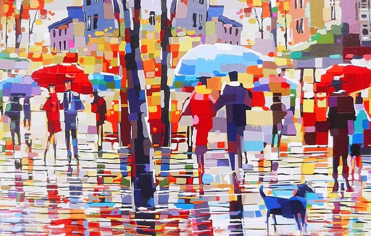 מטריות בגשם א מאת הדפסה על קנבס - הדפסות על קנבס | גלריה רעות