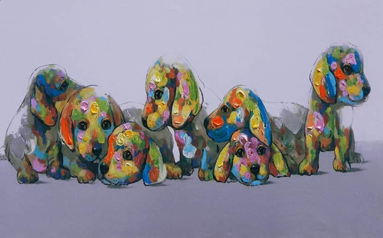 כלבים צבעוניים מאת הדפסה על קנבס - הדפסות על קנבס | גלריה רעות